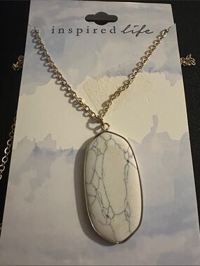 Inspire Gold Necklace with White Howlite Pendant
#36